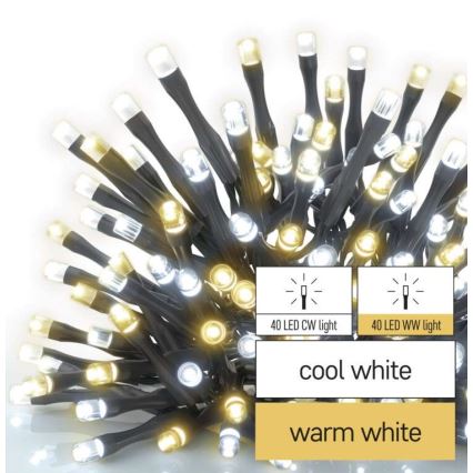 LED vonkajšia svetelná reťaz 80xLED/13m IP44 teplá/studená biela