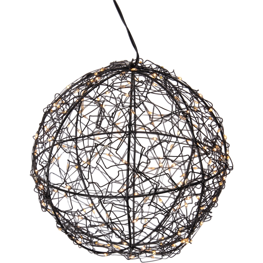LED Vonkajšia vianočná dekorácia 200xLED/230V pr. 18 cm IP44 teplá biela guľa/čierna