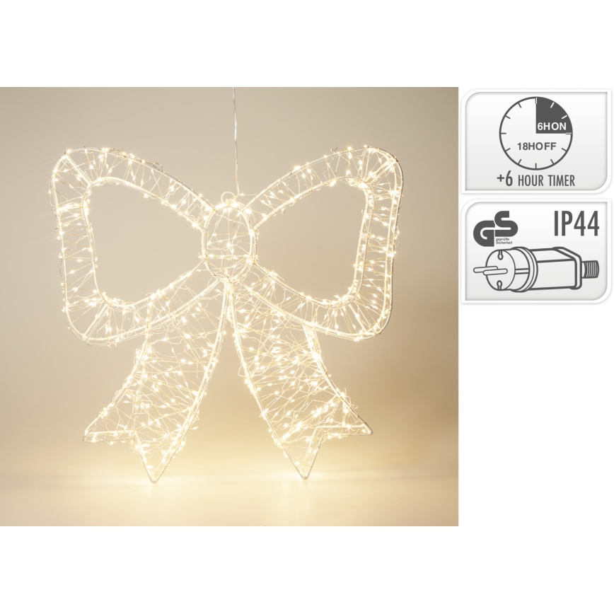 LED vonkajšia vianočná dekorácia 720xLED/6W/230V 46 cm IP44 teplá biela mašľa/biela