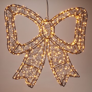 LED Vonkajšia vianočná dekorácia 720xLED/6W/230V 46 cm IP44 teplá biela mašľa/čierna