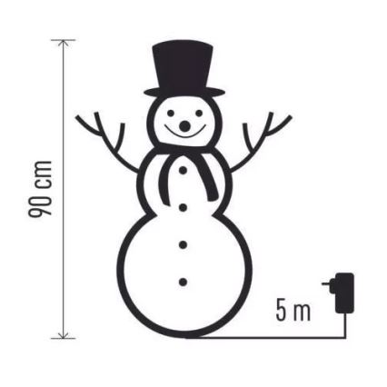 LED vonkajšia vianočná dekorácia 80xLED/2,25W/4,5/230V IP44 90 cm snehuliak