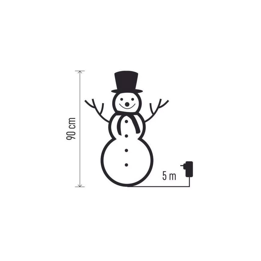 LED vonkajšia vianočná dekorácia 80xLED/2,25W/4,5/230V IP44 90 cm snehuliak