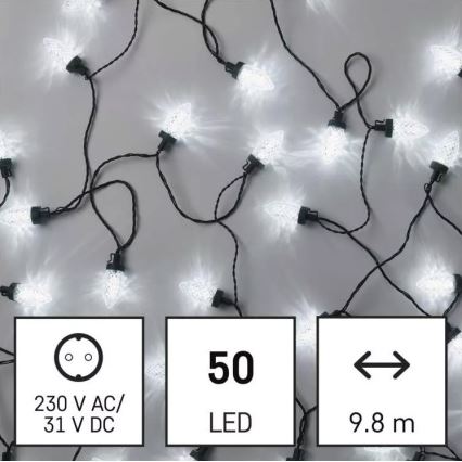 LED Vonkajšia vianočná reťaz 50xLED/8 funkcií 14,8 m IP44 studená biela