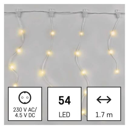 LED Vonkajšia vianočná reťaz 54xLED/8 funkcií 6,7x0,7m IP44 teplá biela