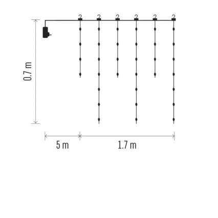 LED Vonkajšia vianočná reťaz 54xLED/8 funkcií 6,7x0,7m IP44 teplá biela
