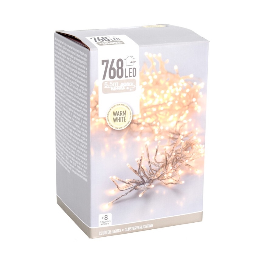 LED vonkajšia vianočná reťaz 768xLED/230V/8 funkcií 8,5 m IP44 teplá biela