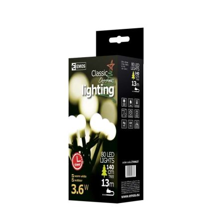Emos ZY0902T - Vianočné dekorácie vonkajšia reťaz IP44 8m 80xLED