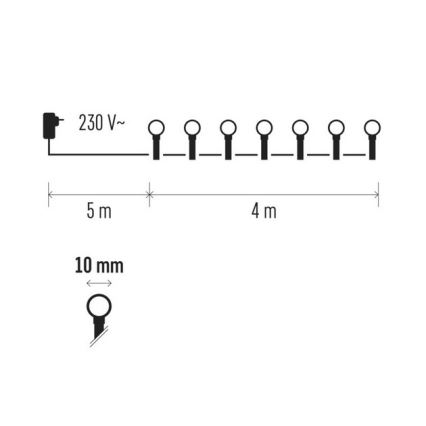 LED Vonkajšia vianočná reťaz CHERRY 40xLED 9m IP44 žltá/ružová