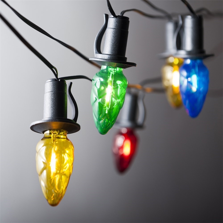 LED vonkajší vianočný reťazec CONE FILAMENT 20xE10 19m farebná/teplá biela IP44, Vyrobené v ČR