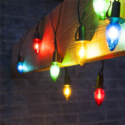 LED vonkajší vianočný reťazec CONE FILAMENT 20xE10 19m farebná/teplá biela IP44, Vyrobené v ČR