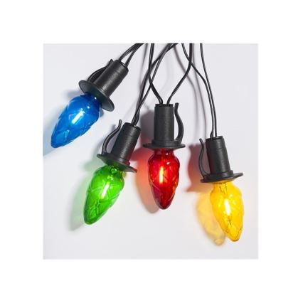 LED vonkajší vianočný reťazec CONE FILAMENT 20xE10 19m farebná/teplá biela IP44, Vyrobené v ČR
