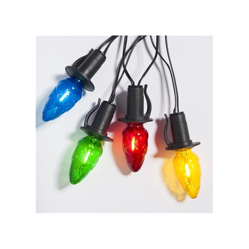 LED vonkajší vianočný reťazec CONE FILAMENT 20xE10 19m farebná/teplá biela IP44, Vyrobené v ČR