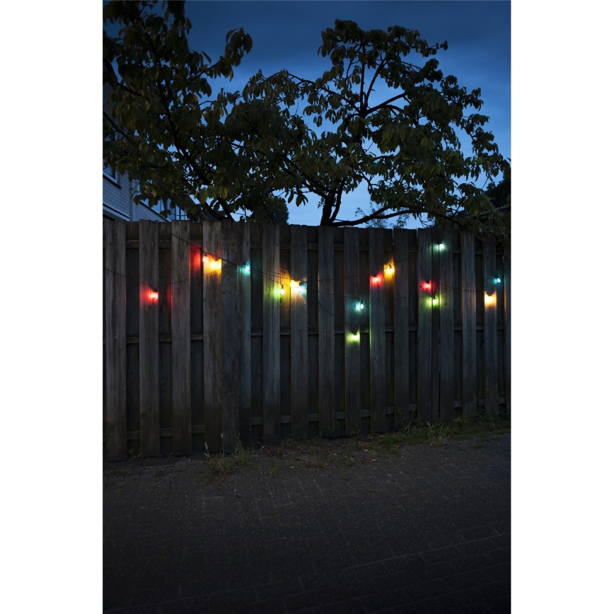 LED vonkajší vianočný reťazec CONE FILAMENT 20xE10 19m farebná/teplá biela IP44, Vyrobené v ČR