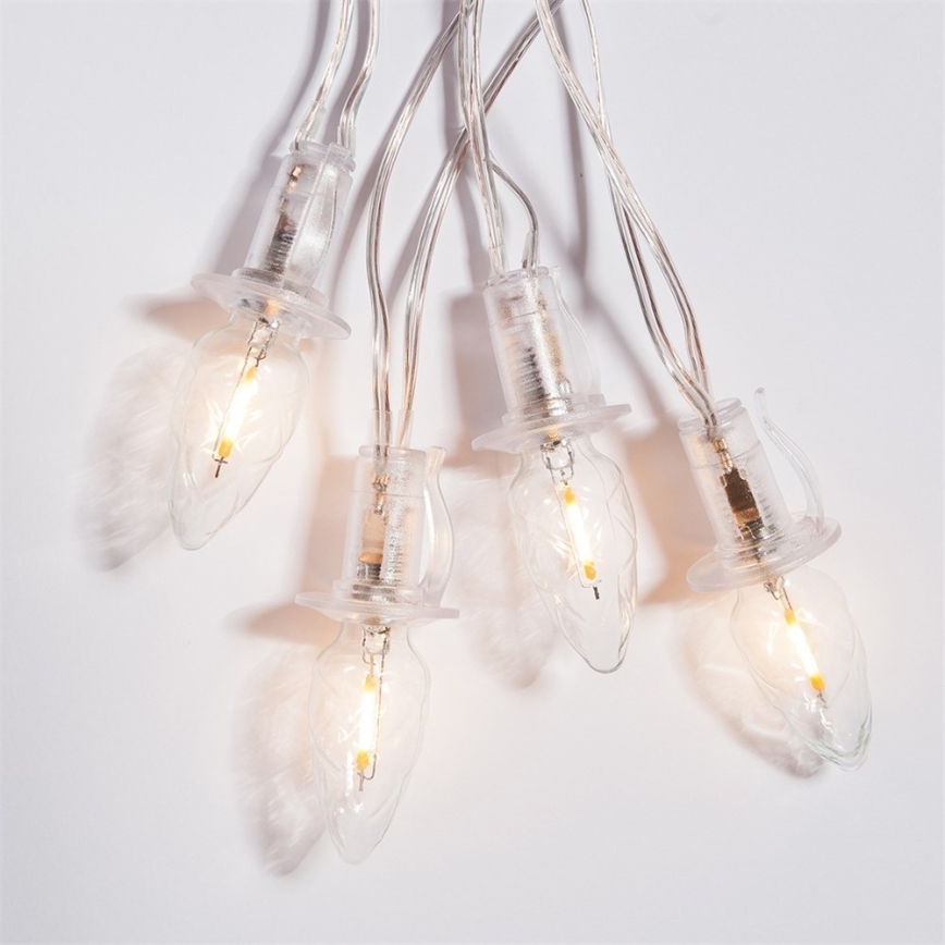 LED Vonkajšia vianočná reťaz CONE FILAMENT 20xE10 19m číra/teplá biela IP44, Vyrobené v EÚ