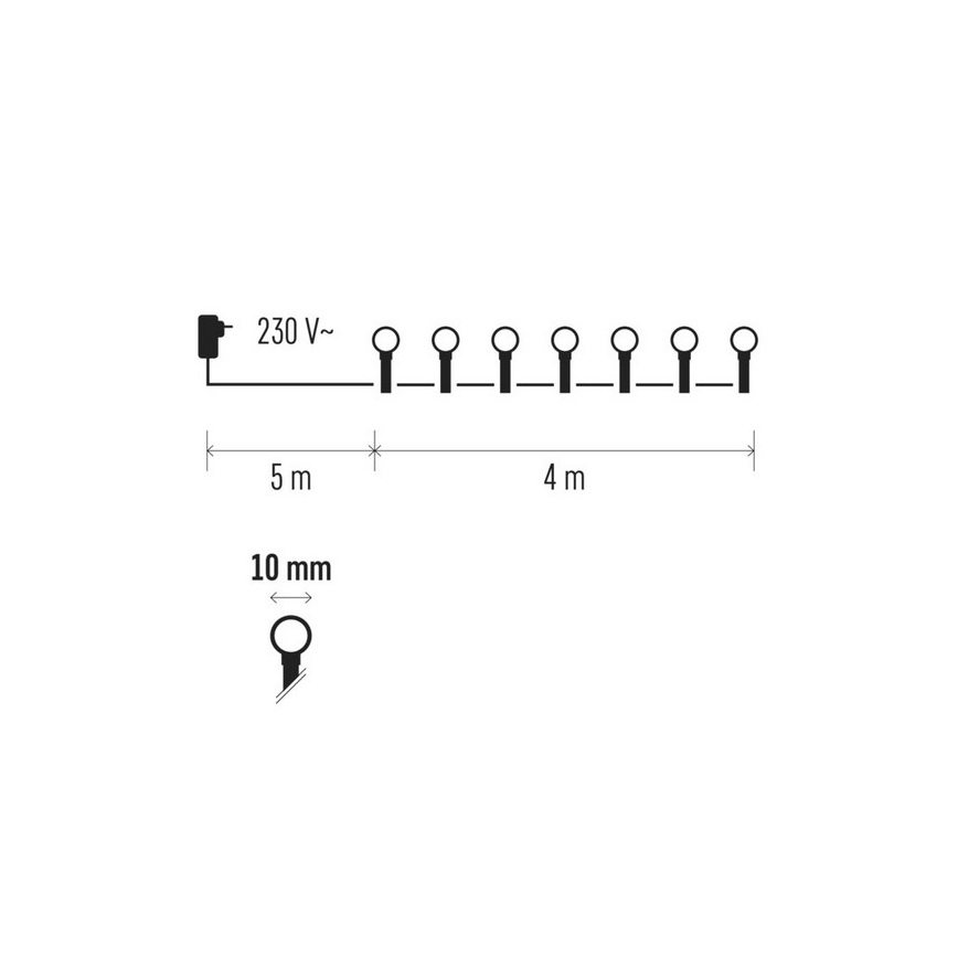 LED Vonkajšia vianočná reťaz TIMER 40xLED 9m IP44 multicolor