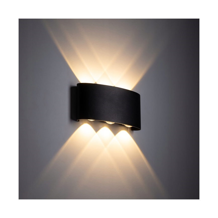 LED Vonkajšie nástenné svietidlo ARROW 6xLED/1W/230V IP54 čierna