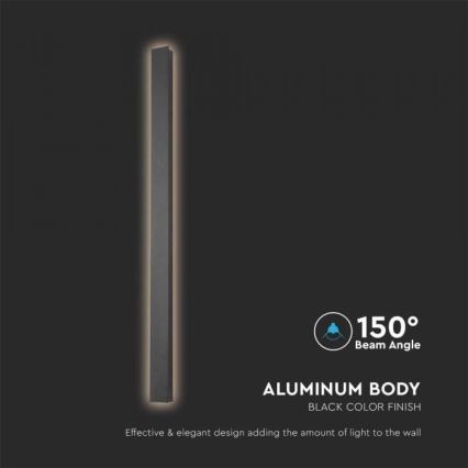 Svietidlo z hliníka s čiernou povrchovou úpravou svieti. Uhol lúča je 150°. Dizajn je efektívny a elegantný, pridáva svetlo na stenu.
