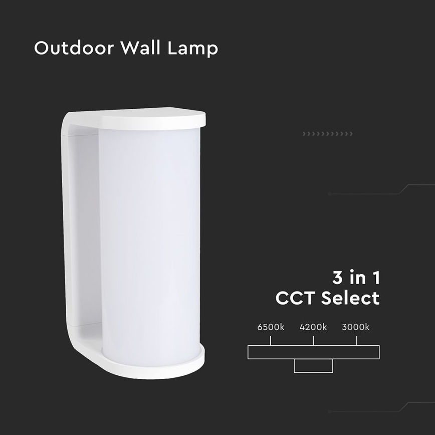 LED Vonkajšie nástenné svietidlo LED/12W/230V 3000/4200/6500K IP65 biela
