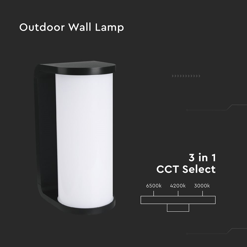 LED Vonkajšie nástenné svietidlo LED/12W/230V 3000/4200/6500K IP65 čierna