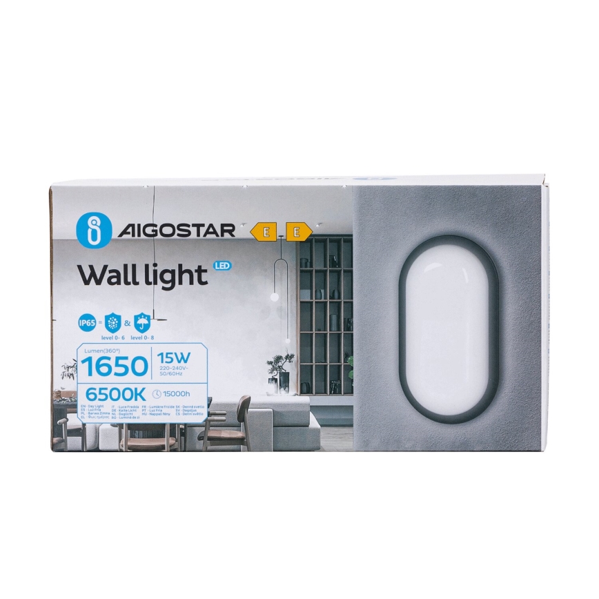 LED Vonkajšie nástenné svietidlo LED/15W/230V 6500K čierna IP65