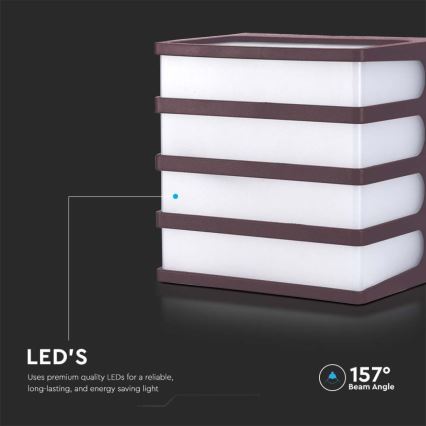 LED Vonkajšie nástenné svietidlo LED/8W/230V IP65 3000K hnedá