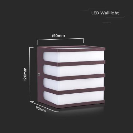 LED Vonkajšie nástenné svietidlo LED/8W/230V IP65 3000K hnedá