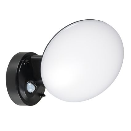 Vonkajšie nástenné LED svietidlo OLAF 10W/230V IP44 so senzorom pohybu a súmraku, čierne