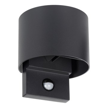 LED vonkajšie nástenné svietidlo REKA LED/7W/230V IP54 s pohybovým a súmrakovým senzorom, antracitové, okrúhle
