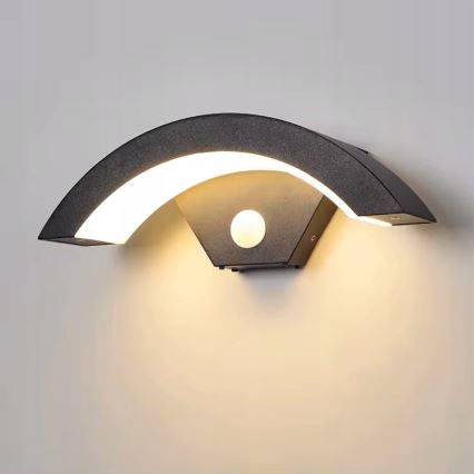 LED vonkajšie nástenné svietidlo s pohybovým senzorom LED/10W/230V IP54 čierne