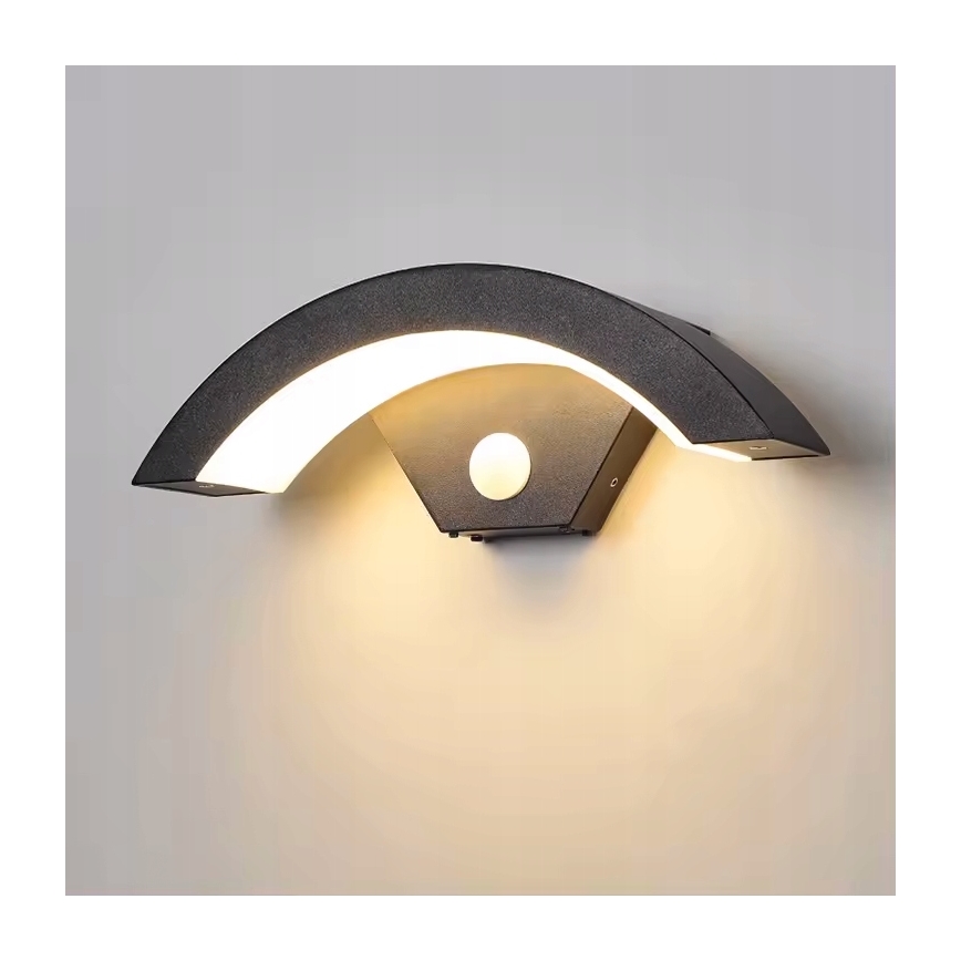 LED vonkajšie nástenné svietidlo s pohybovým senzorom LED/10W/230V IP54 čierne