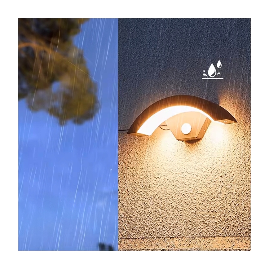 LED vonkajšie nástenné svietidlo s pohybovým senzorom LED/10W/230V IP54 čierne