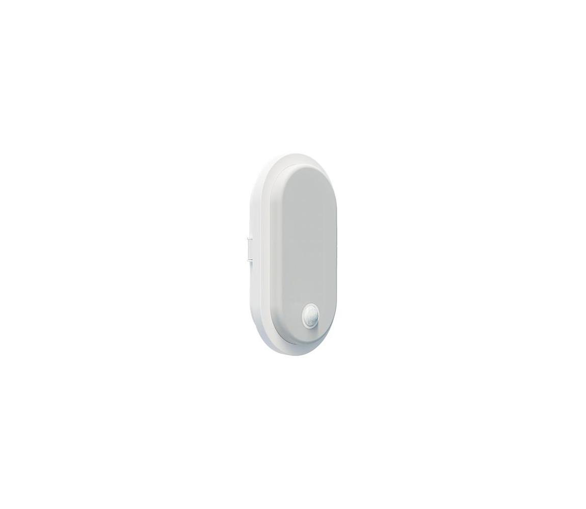 LED vonkajšie nástenné svietidlo s pohybovým čidlom OVAL LED/10W/230V IP65 biele PN32300033