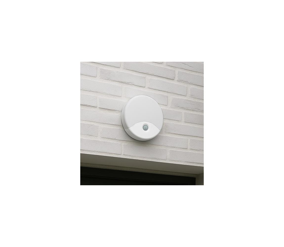 LED vonkajšie nástenné svietidlo s pohybovým senzorom, 18 W, 230 V, IP44, biele 008 0001270