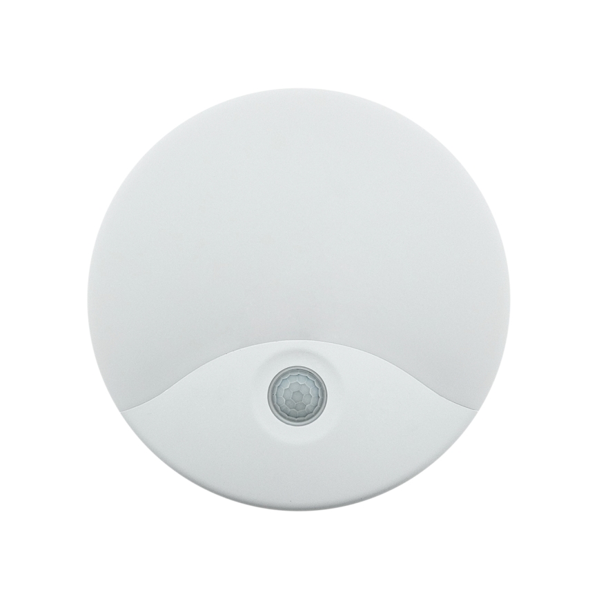 LED vonkajšie nástenné svietidlo s pohybovým senzorom, 18 W, 230 V, IP44, biele
