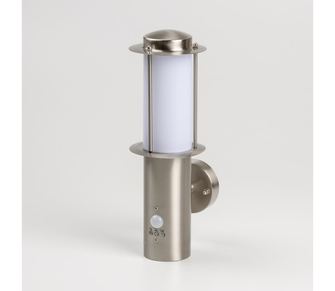 LED vonkajšie nástenné svietidlo s pohybovým senzorom 1xE27/4,9W/230V IP44 matný chróm 9A21987
