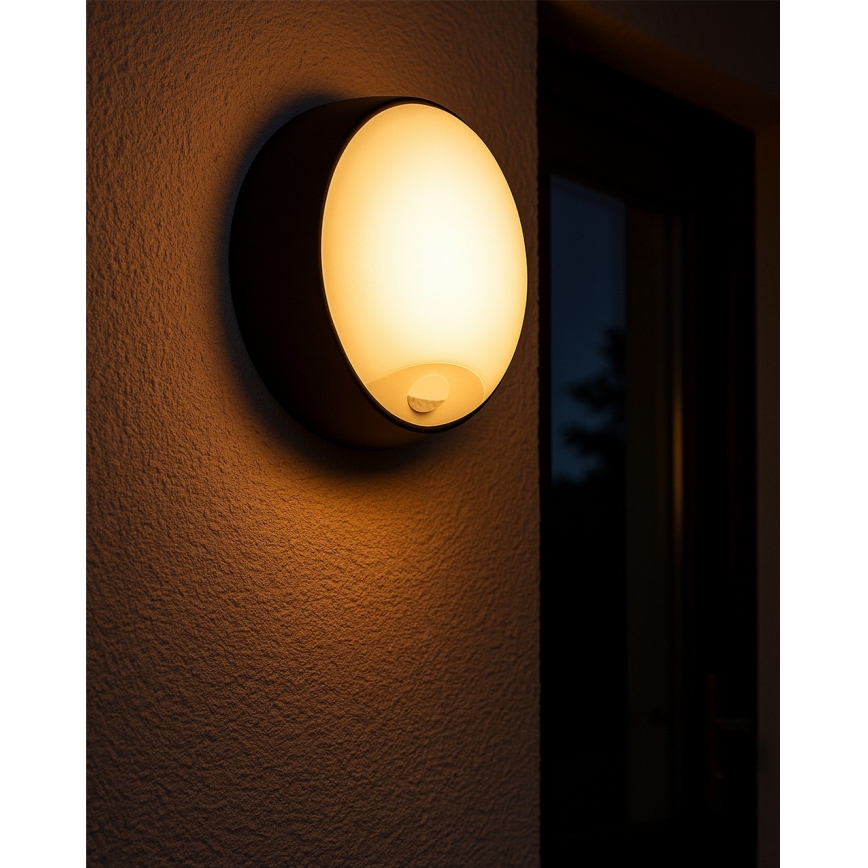 Stmievateľné vonkajšie nástenné LED svietidlo so snímačom pohybu, 15/18/20 W, 230 V, 3000 K/4000 K/6500 K, IP65, čierne/biele