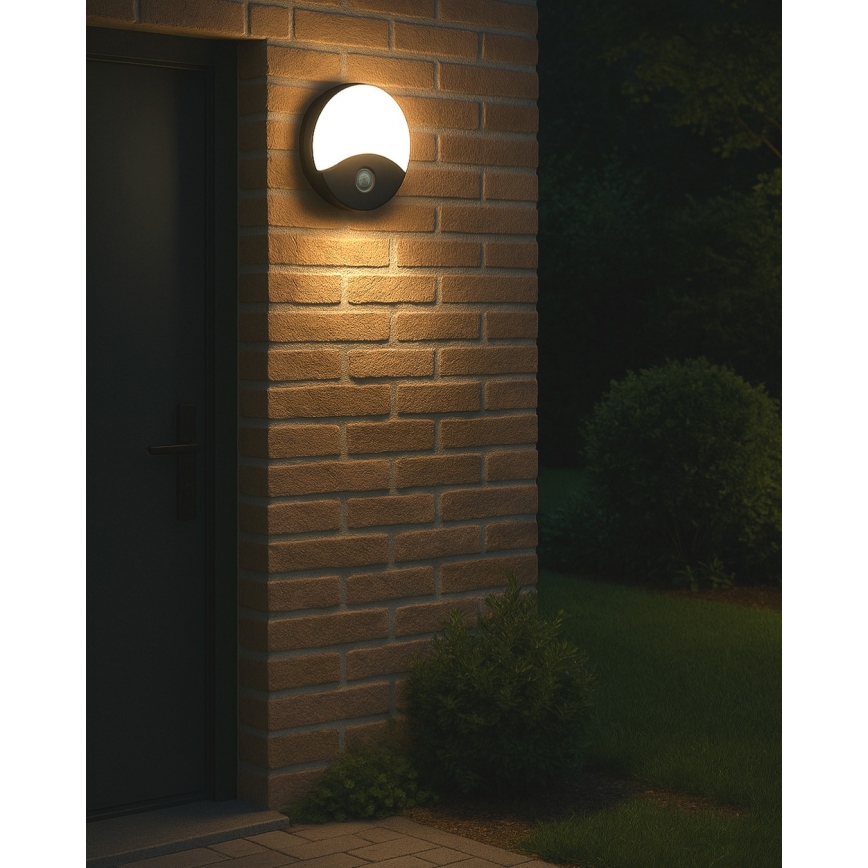 LED vonkajšie nástenné svietidlo s pohybovým senzorom LED/18W/230V IP44 antracit