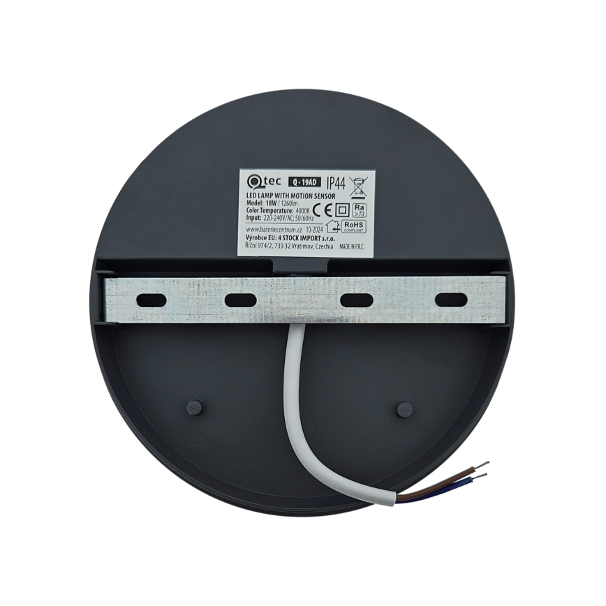 LED vonkajšie nástenné svietidlo s pohybovým senzorom LED/18W/230V IP44 antracit