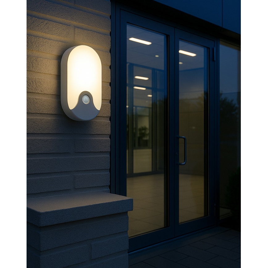 LED vonkajšie nástenné svietidlo s pohybovým senzorom LED/18W/230V IP44 biele