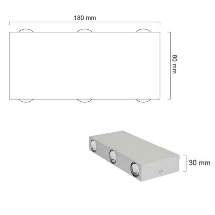 LED Vonkajšie nástenné svietidlo SILBER 6xLED/1W/230V IP54