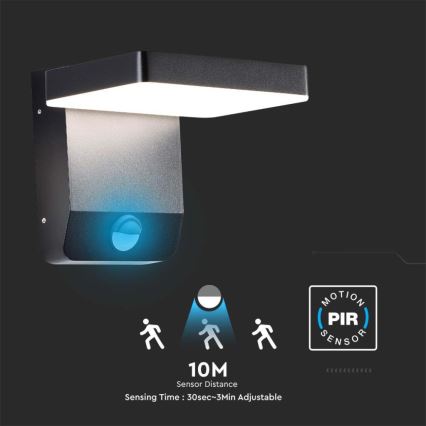 LED Vonkajšie nástenné flexibilné svietidlo senzorom LED/17W/230V IP65 3000K čierna