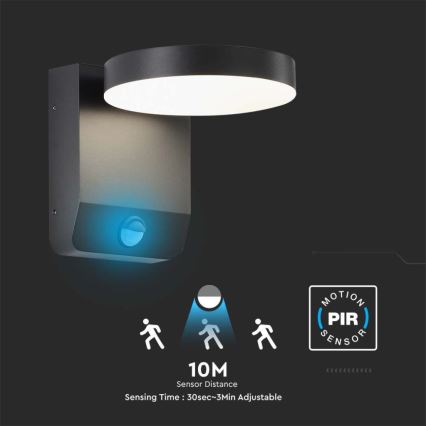 LED Vonkajšie nástenné flexibilné svietidlo senzorom LED/17W/230V IP65 3000K čierna