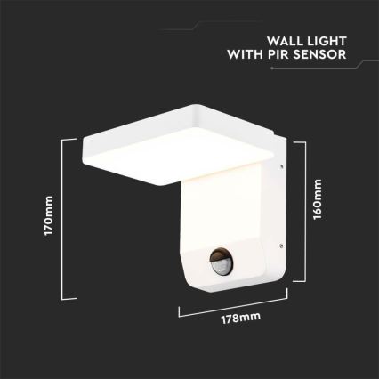 LED Vonkajšie nástenné flexibilné svietidlo so senzorom LED/17W/230V IP65 4000K biela