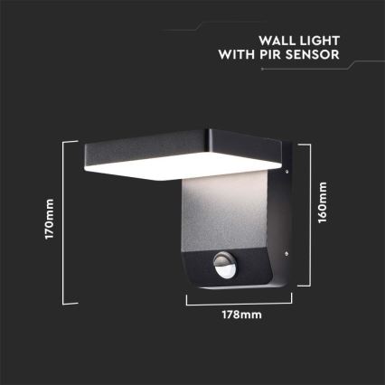 LED Vonkajšie nástenné flexibilné svietidlo so senzorom LED/17W/230V IP65 4000K čierna