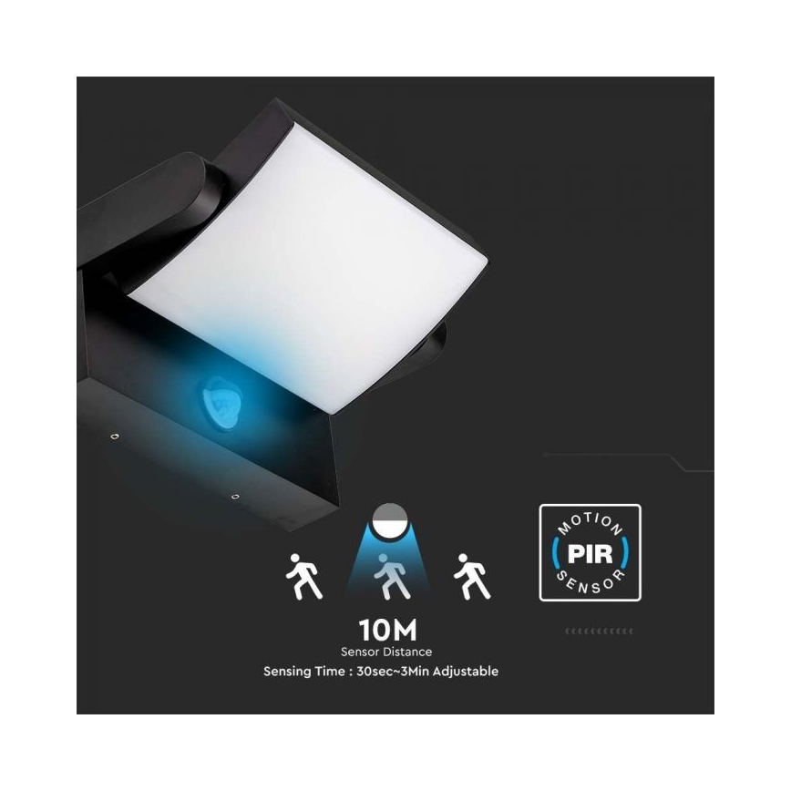 LED Vonkajšie nástenné svietidlo so senzorom LED/17W/230V 4000K IP65 čierna