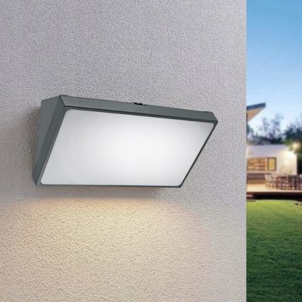 LED vonkajšie nástenné svietidlo s pohybovým senzorom LED/20W/230V IP65 sivé