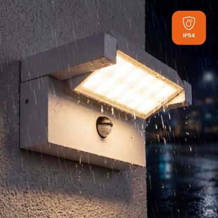 LED Vonkajšie nástenné svietidlo s pohybovým a súmrakovým senzorom LED/25W/230V 3000/4000/6500K IP54 biela