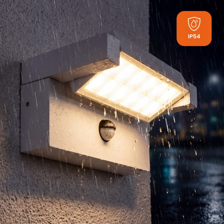 LED Vonkajšie nástenné svietidlo s pohybovým a súmrakovým senzorom LED/25W/230V 3000/4000/6500K IP54 biela