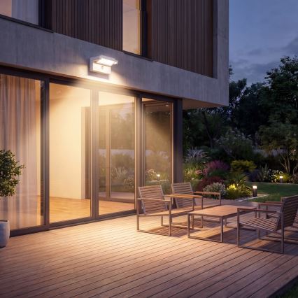 LED Vonkajšie nástenné svietidlo s pohybovým a súmrakovým senzorom LED/25W/230V 3000/4000/6500K IP54 biela