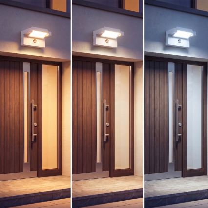 LED Vonkajšie nástenné svietidlo s pohybovým a súmrakovým senzorom LED/25W/230V 3000/4000/6500K IP54 biela